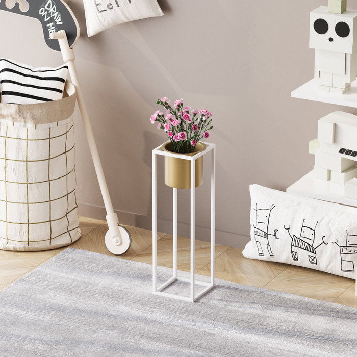 Aberto Design Maceta Decorativa GED-023-C Blanco y Dorado Aberto Design Maceta Decorativa GED-023-C Blanco y Dorado